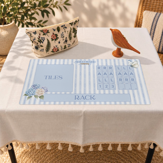 Solo Mahj Faux Leather Mat – Blue Hydrangeas