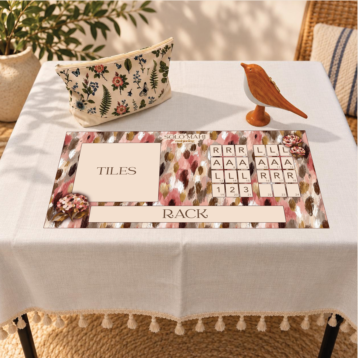 Solo Mahj Faux Leather Mat – Strokes and Flowers