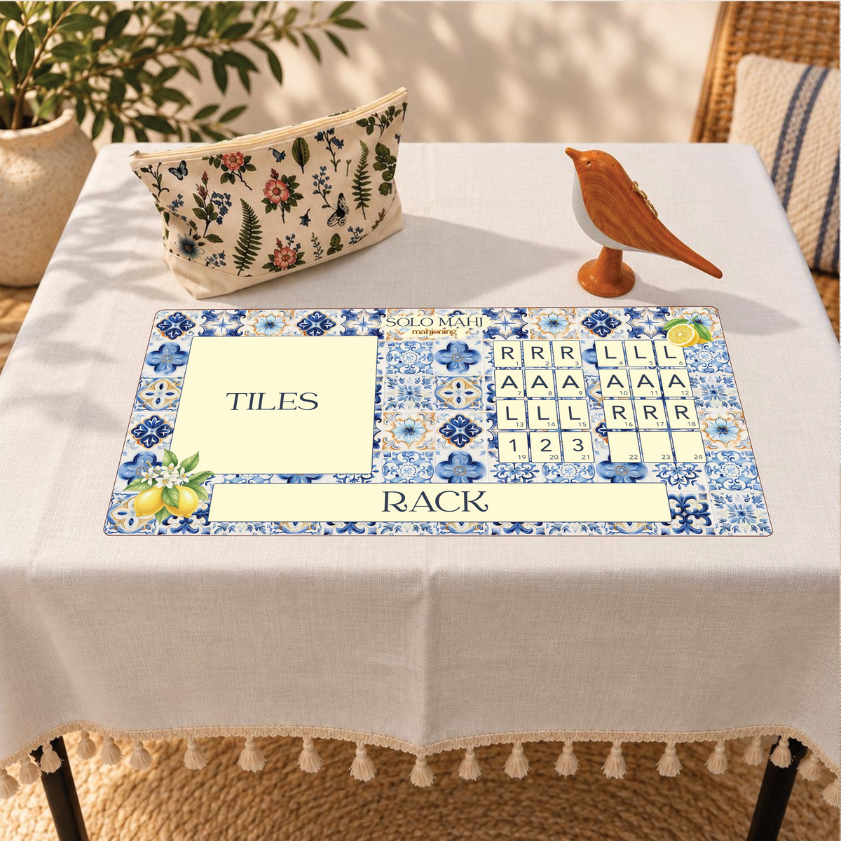 Solo Mahj Faux Leather Mat – Mediterranean