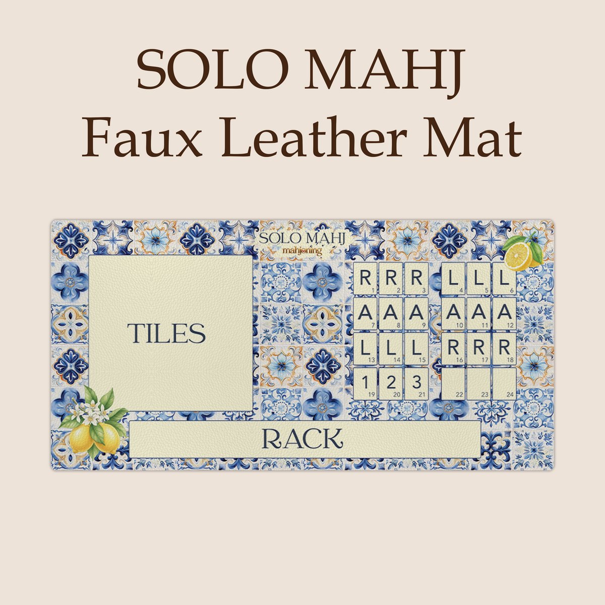 Solo Mahj Faux Leather Mat – Mediterranean